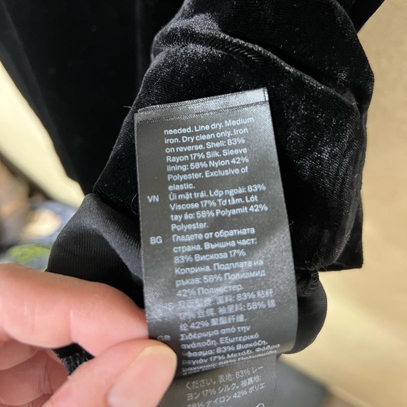 COS NWT black gathered velvet silk blend midi dress statement sleeve minimalist - Picture 13 of 13